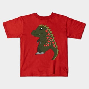 A cute dinosaur filled with hearts Kids T-Shirt